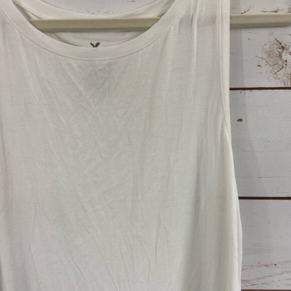 American Eagle M White Relaxed Fit Lightweight Crew Basic Tank Top - Picture 4 of 7
